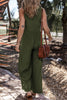 V-Neck Sleeveless Wide Leg Jumpsuit - LACEDUPED