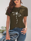 Dragonfly Graphic Round Neck Short Sleeve T-Shirt - LACEDUPED