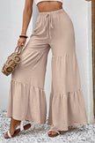 Drawstring Waist Tiered Flare Culottes - LACEDUPED