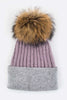 Raccoon Fur PomPom 2 Tone Beanie