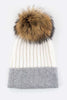 Raccoon Fur PomPom 2 Tone Beanie