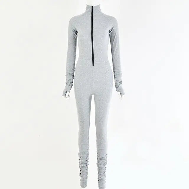 Turtleneck Gloved Sleeve Jumpsuits - LACEDUPED
