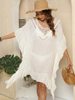 Cutout Ruffled Half Sleeve Cover-Up - LACEDUPED