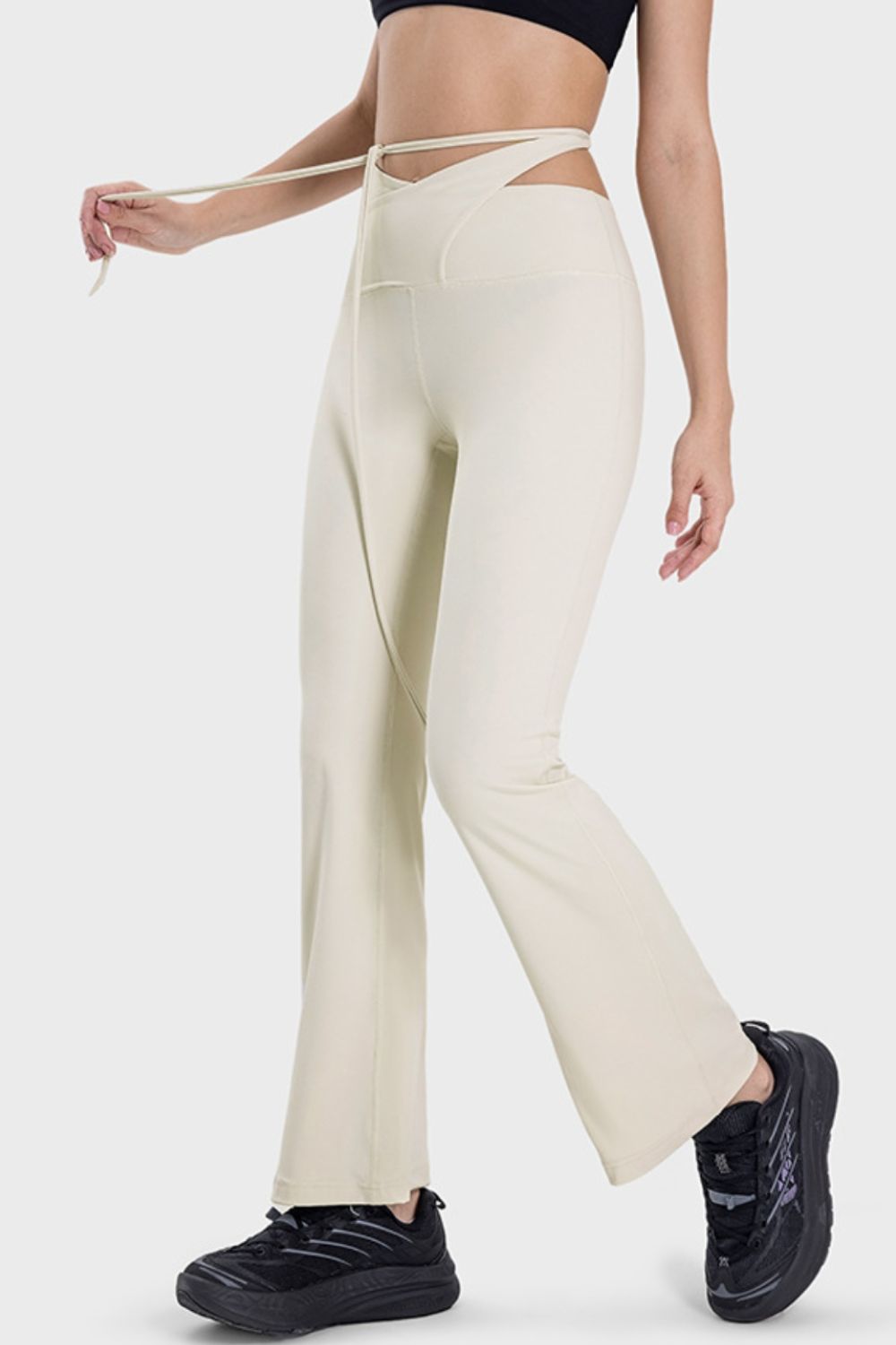 Tied Mid-Rise Waist Active Pants - LACEDUPED