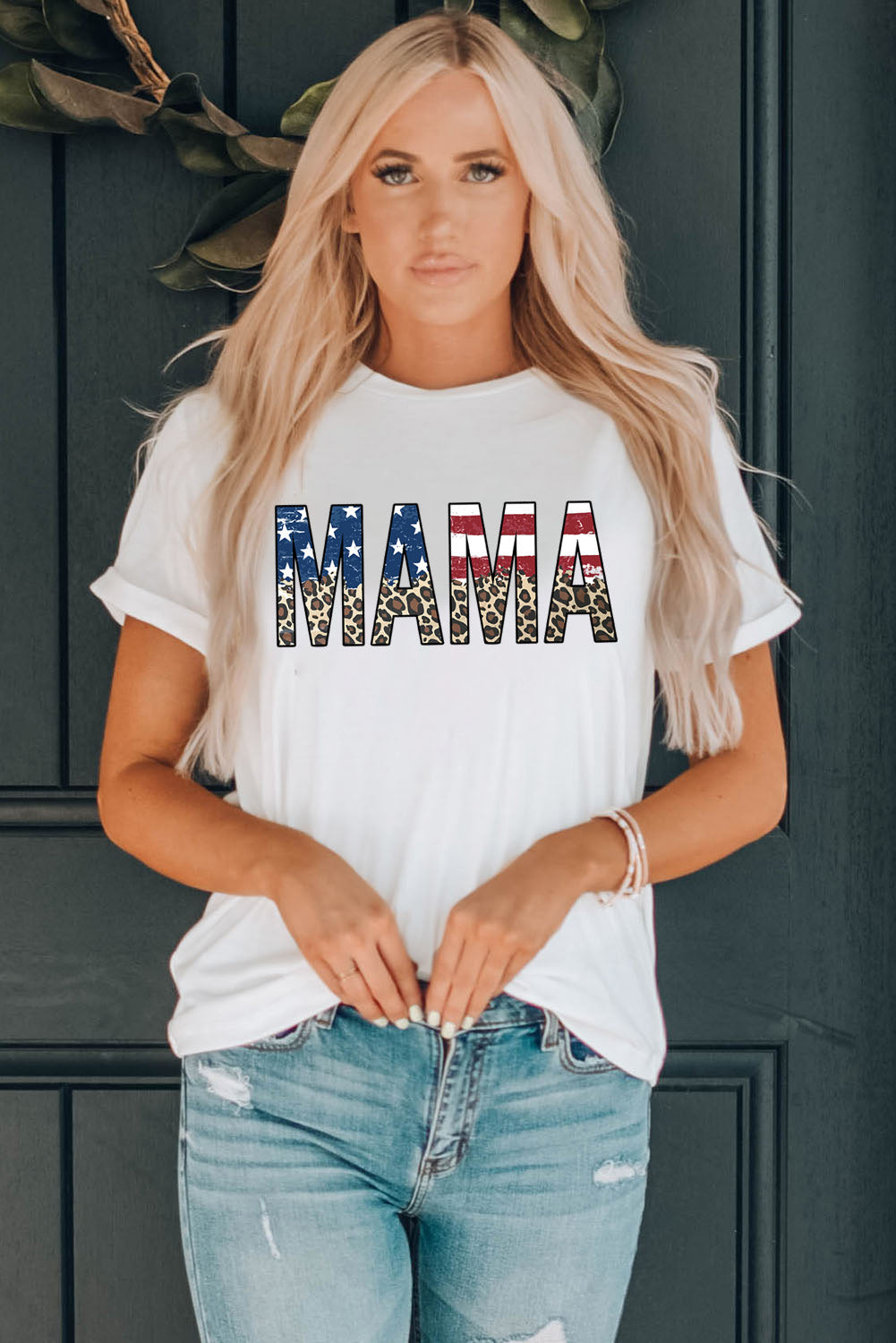 MAMA Round Neck Short Sleeve T-Shirt - LACEDUPED