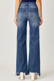 Risen Full Size High Rise Frayed Hem Wide Leg Jeans - LACEDUPED