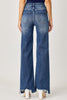 Risen Full Size High Rise Frayed Hem Wide Leg Jeans - LACEDUPED