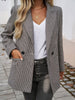 Devine Pocketed Houndstooth Long Sleeve Blazer - LACEDUPED