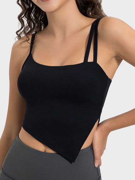 Slit Asymmetrical Neck Active Cami - LACEDUPED