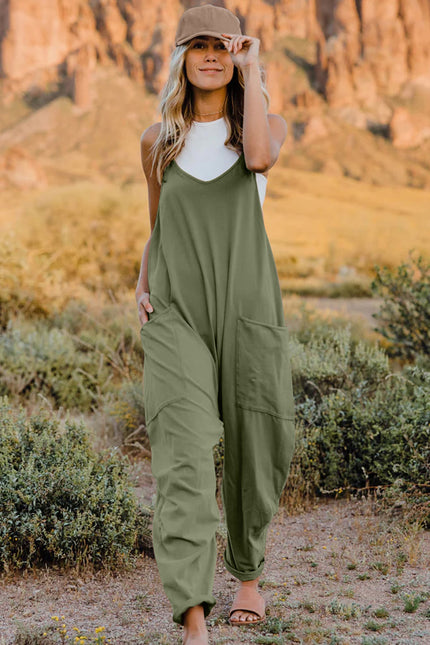 Double Take Full Size V-Neck Sleeveless Jumpsuit with Pockets - LACEDUPED