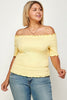 Plus Size Solid Off The Shoulder Smocked Top