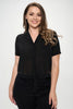 Plus Solid Chiffon Button Down Tie Front Short Sleeve Top