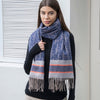 Double stripe blanket scarf with tassel