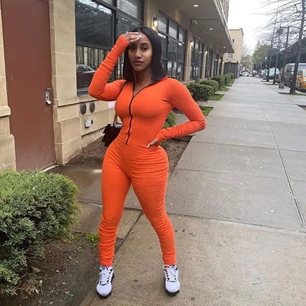 Turtleneck Gloved Sleeve Jumpsuits - LACEDUPED