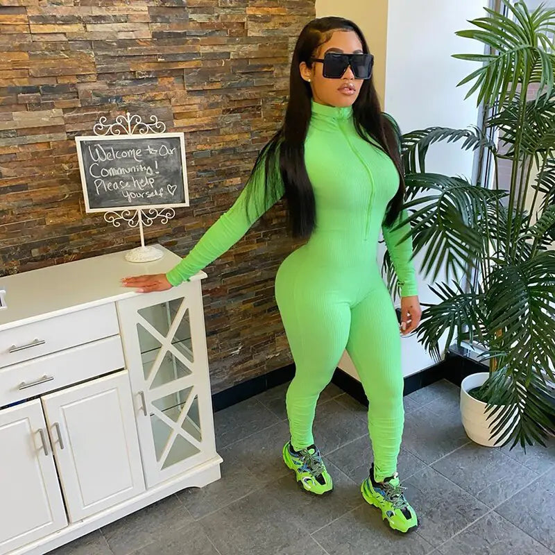 Turtleneck Gloved Sleeve Jumpsuits - LACEDUPED