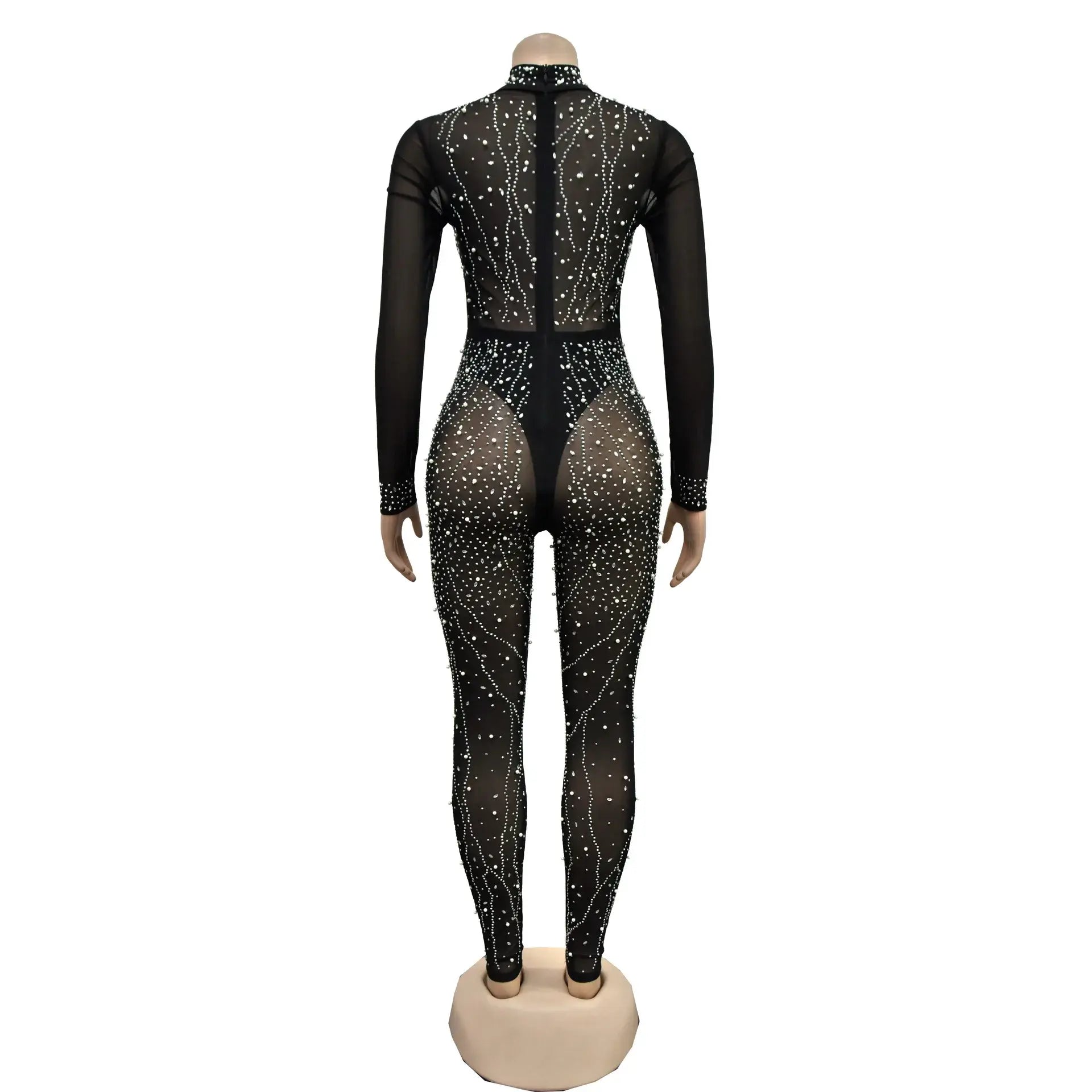 Sheer MeshSee Through Jumpsuit - LACEDUPED