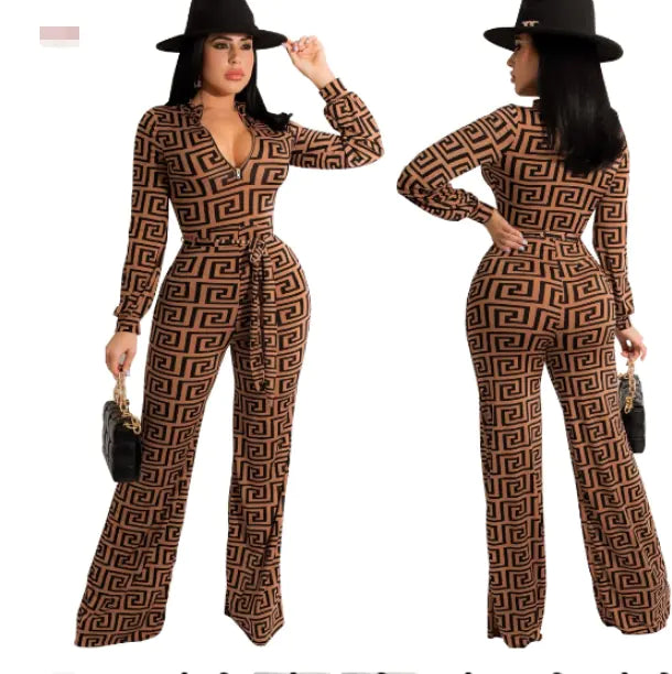 Printed Tight Jumpsuits - LACEDUPED