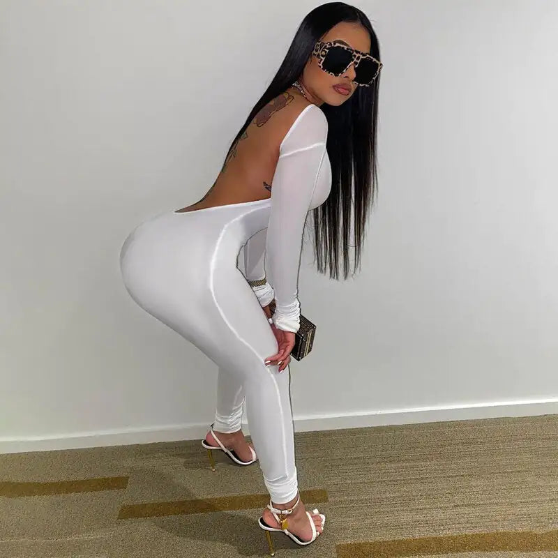 Backless Spandex Skinny Jumpsuits - LACEDUPED