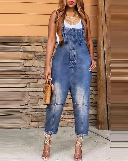 Denim Sleeveless Jumpsuits for Women - LACEDUPED