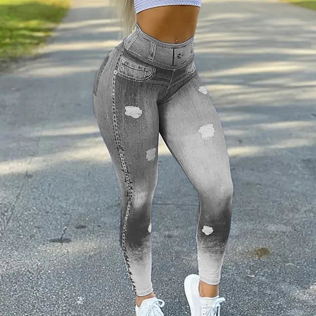 Denim Jeans Leggings - LACEDUPED