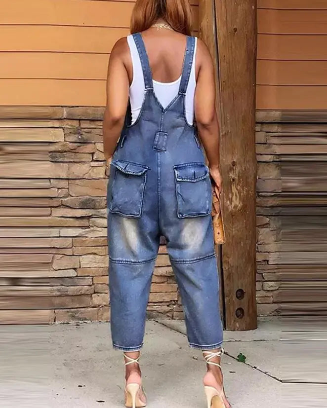 Denim Sleeveless Jumpsuits for Women - LACEDUPED