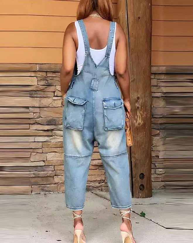 Denim Sleeveless Jumpsuits for Women - LACEDUPED
