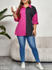 Honey Plus Size Contrast Color Roll-Tap Sleeve Shirt