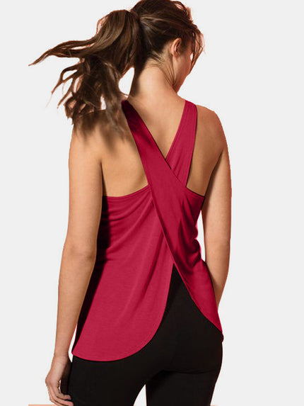 Crisscross Scoop Neck Active Tank - LACEDUPED