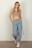 VERY J Elastic Waist Woven Cargo Pants - LACEDUPED