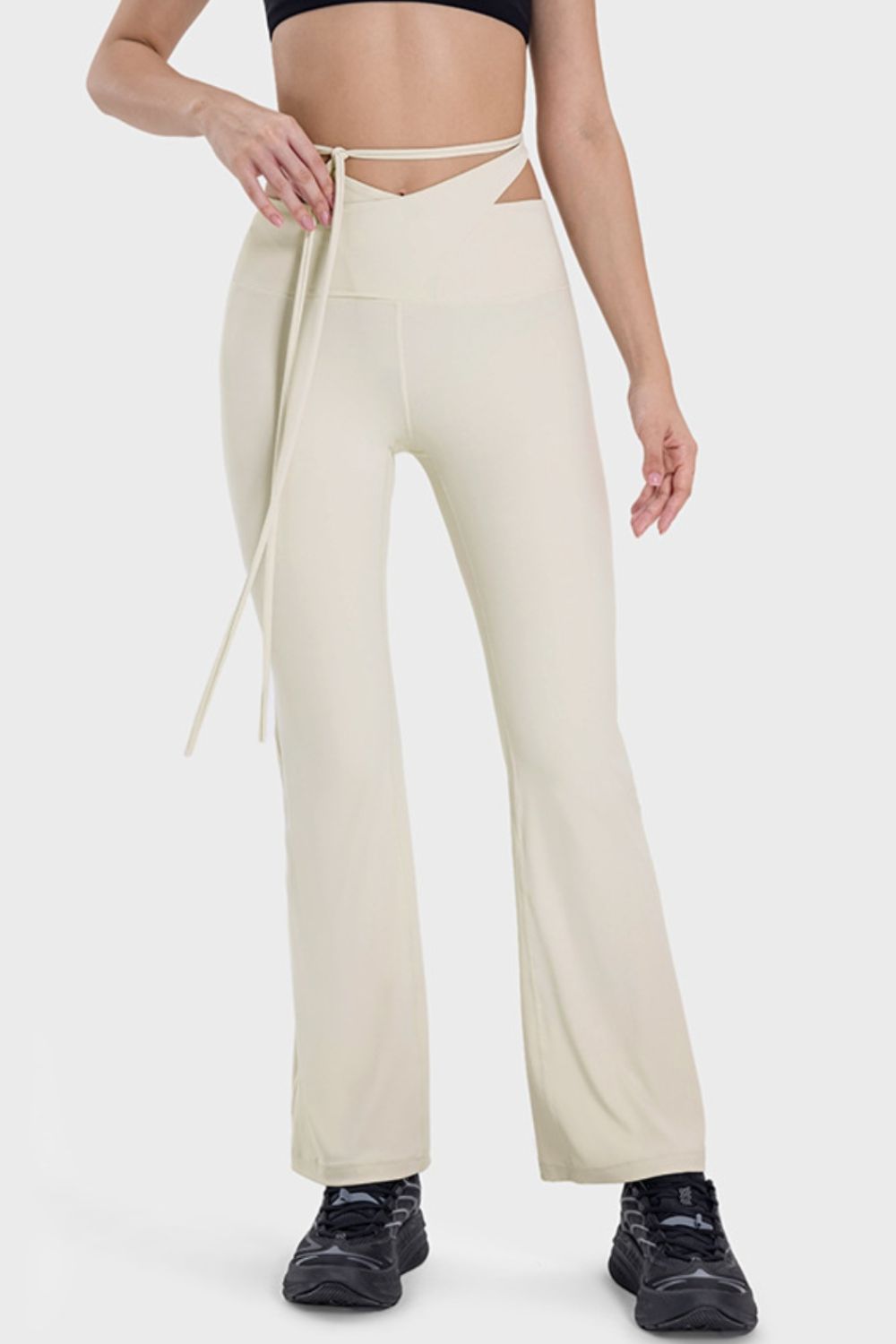 Tied Mid-Rise Waist Active Pants - LACEDUPED