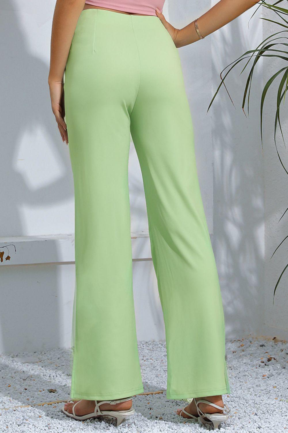 Slit High-Rise Flare Pants - LACEDUPED