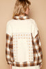 POL Plaid & Star Patchwork Contrast Long Sleeve Shacket