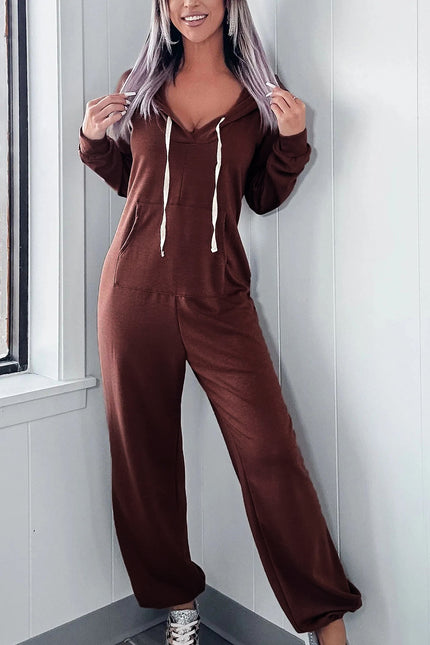 Full Size Drawstring Long Sleeve Jumpsuit - LACEDUPED