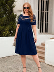 Plus Size Ruched Round Neck Short Sleeve Dress