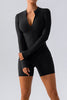 Half Zip Long Sleeve Active Romper - LACEDUPED