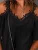 Lace Detail V-Neck Half Sleeve Blouse - LACEDUPED