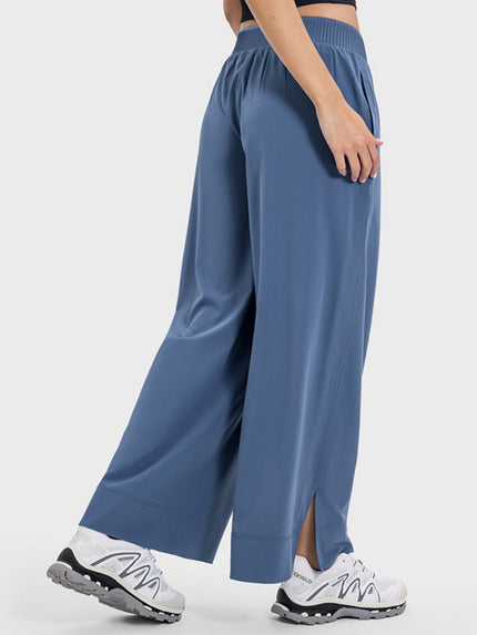 Slit Wide Leg Active Pants - LACEDUPED