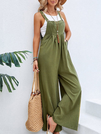 Full Size Square Neck Wide Strap Overalls - LACEDUPED