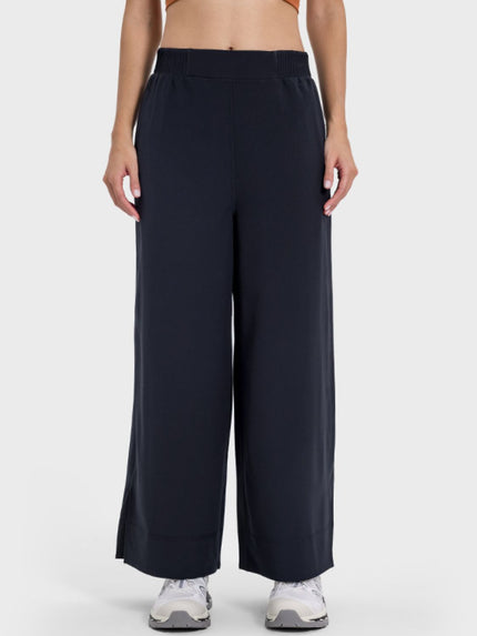 Slit Wide Leg Active Pants - LACEDUPED