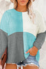 Plus Size Color Block Round Neck Sweater