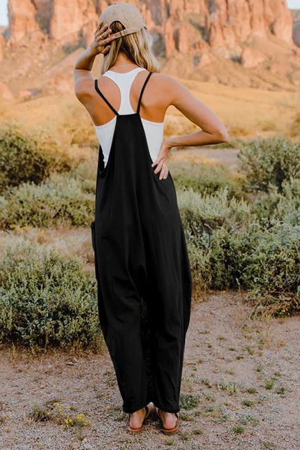 Double Take Full Size V-Neck Sleeveless Jumpsuit with Pockets - LACEDUPED