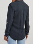 Collared Neck Roll-Tab Sleeve Denim Top - LACEDUPED