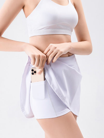 High Waist Active Skort with Pockets - LACEDUPED