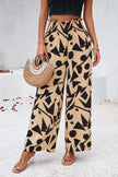 Smocked Printed Wide Leg Pants with Pockets - LACEDUPED