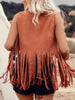 Fringe Studded Open Front Vest Coat - LACEDUPED