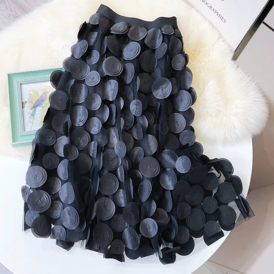 Polka Dot Tulle Mesh Skirt - LACEDUPED