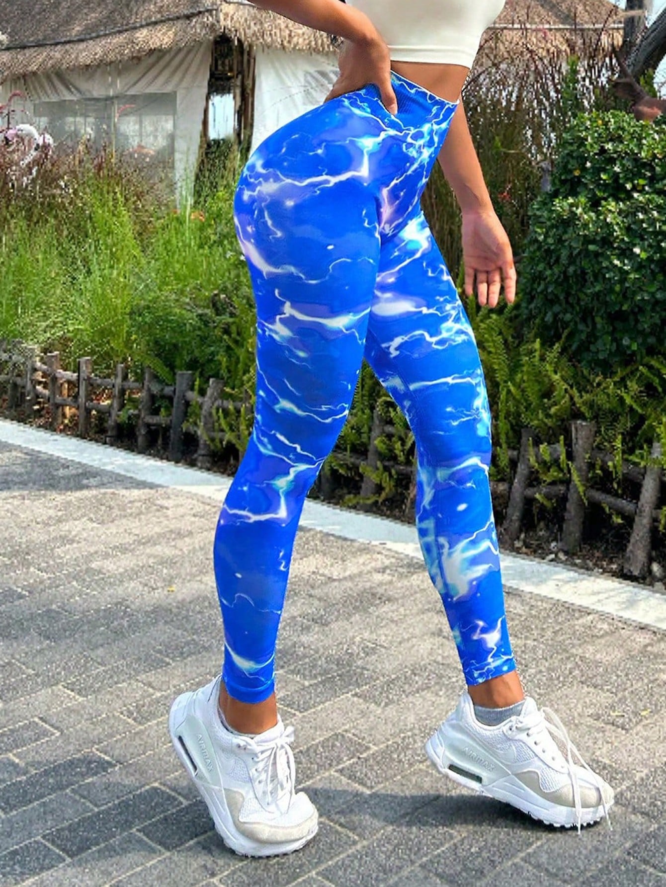 Tie-dye Slim Fit High Waistband Long Active Pants - LACEDUPED