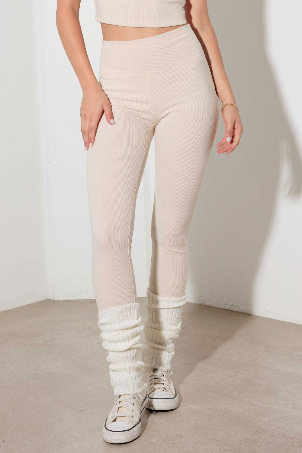 Le Lis Ribbed Crop Cami and High Waist Brushed Leggings Set - LACEDUPED