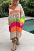 Color Block V-Neck Long Sleeve Sweater Dress