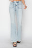 Risen Full Size High Rise Front Patch Pocket Flare Jeans - LACEDUPED